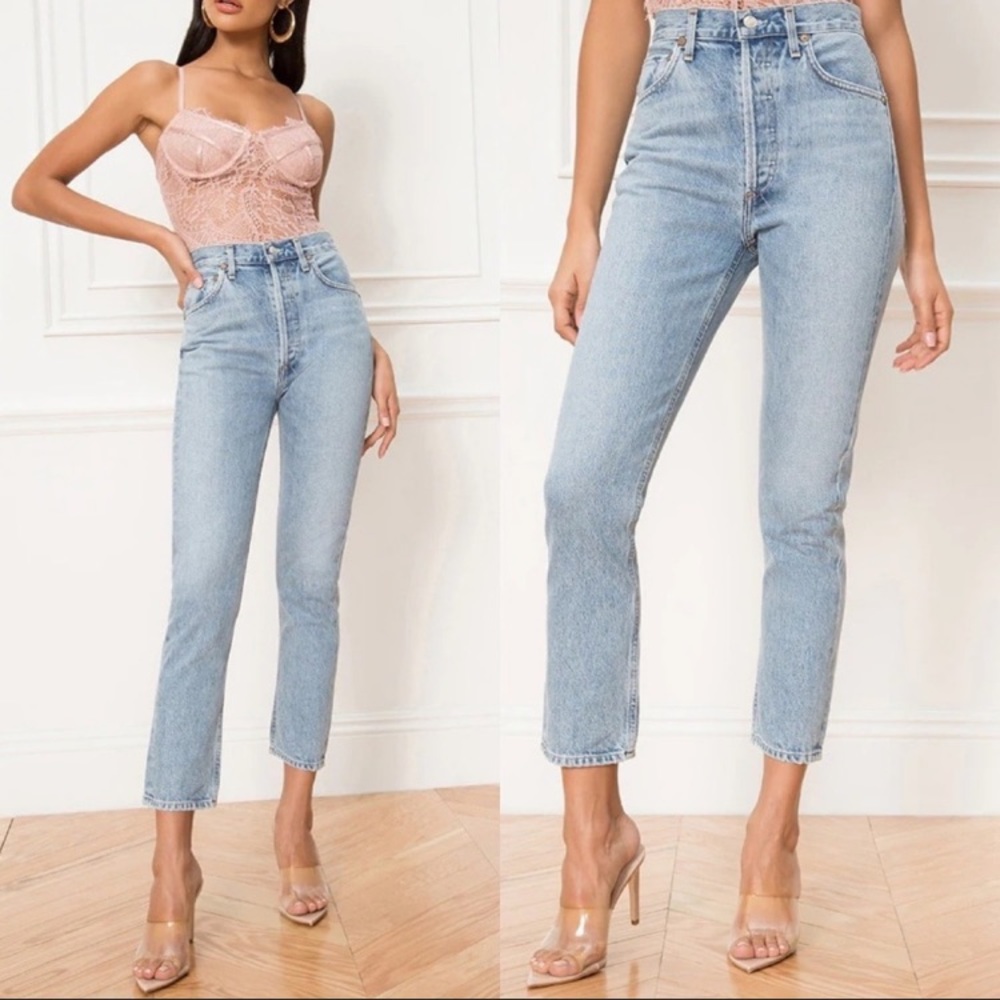 ✨ AGOLDE ✨ Riley High Rise Straight Jeans Button Fly 💯Cotton Size 25